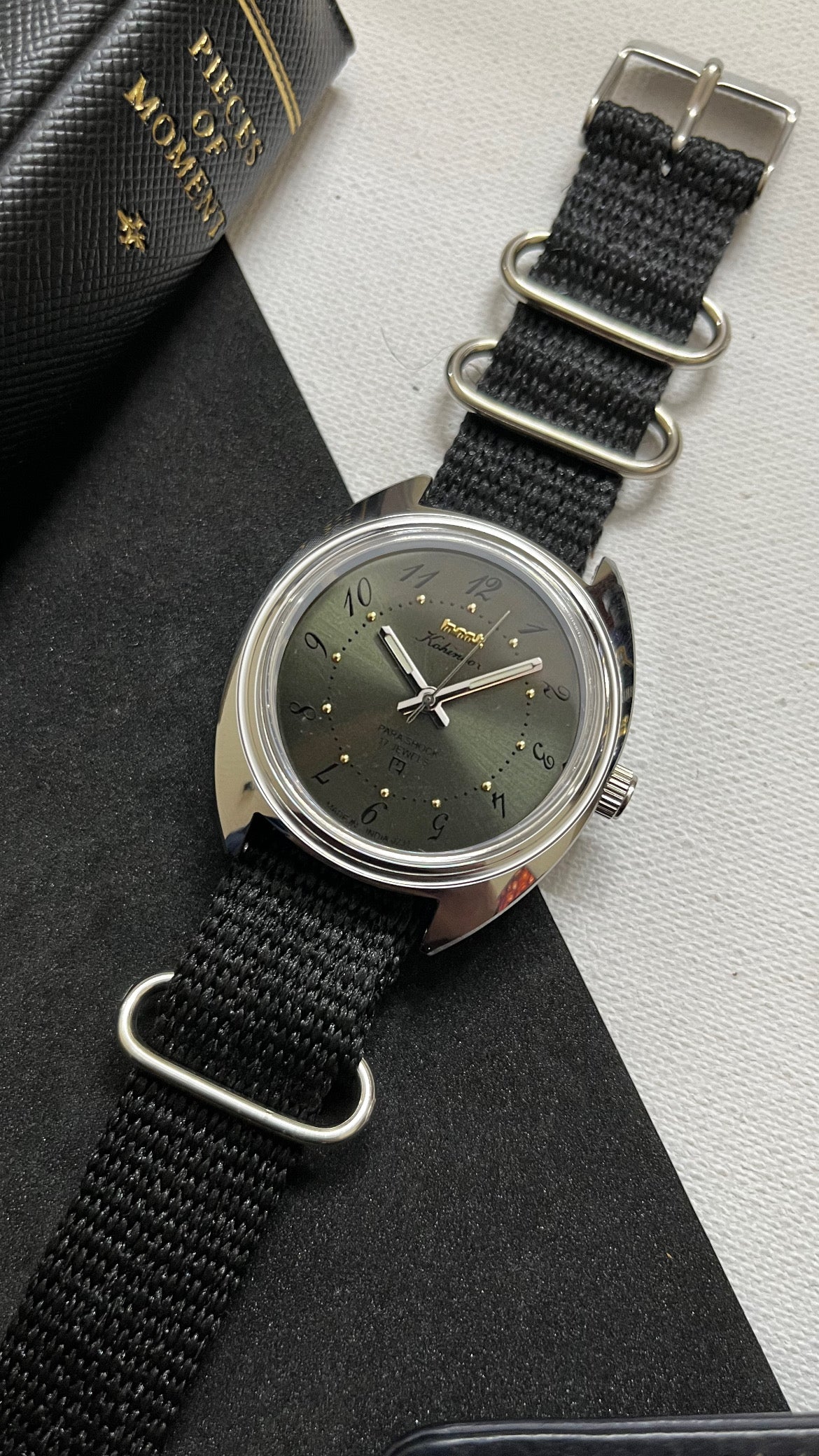 HMT Kohinoor - OLIVE GREEN 'Drunken Numbers' - Image 8